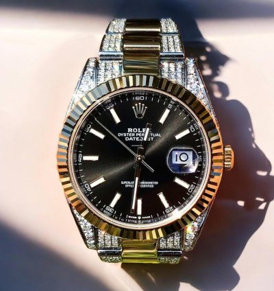 Rolex Datejust 41 Oyster Black Dial Custom Diamond-set - Iced Out