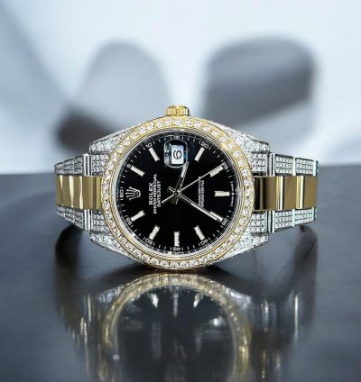 Rolex Datejust 41 Oyster Black Index Dial Custom Diamond-set - Iced Out