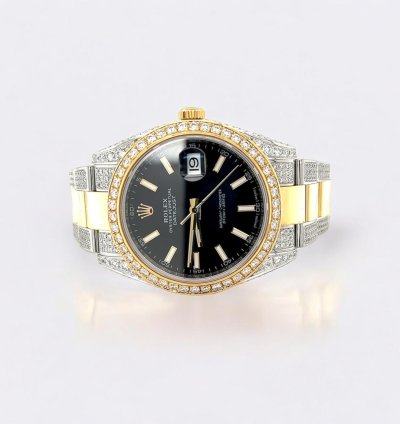 Rolex Datejust 41 Oyster Black Index Dial Custom Diamond-set - Iced Out