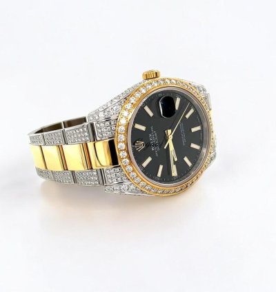 Rolex Datejust 41 Oyster Black Index Dial Custom Diamond-set - Iced Out