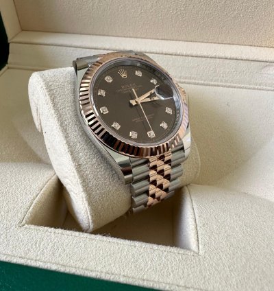 Rolex Datejust 41 Steel Rose Gold Datejust 41 Chocolate Diamond Dial 2023 Box Papers 126331