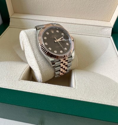 Rolex Datejust 41 Steel Rose Gold Datejust 41 Chocolate Diamond Dial 2023 Box Papers 126331