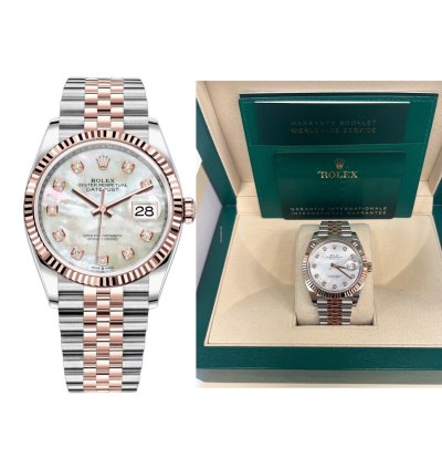 Rolex Datejust 41 Steel Rose Gold Fluted Bezel Mother Of Pearl Dial Jubilee 126331