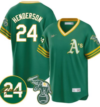 Ricky Henderson Jersey 24 Oakland Athletics 2025 Rickey Henderson Memorial Stitched Throwback