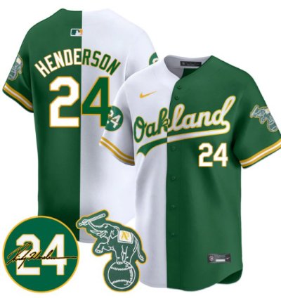 Ricky Henderson Jersey 24 Oakland Athletics 2025 Rickey Henderson Memorial Stitched Split