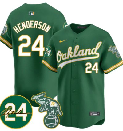 Ricky Henderson Jersey 24 Oakland Athletics 2025 Rickey Henderson Memorial Stitched Green