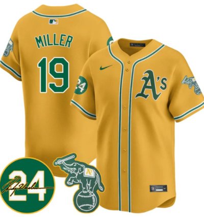 Mason Miller Jersey 19 Oakland Athletics 2025 Rickey Henderson Memorial Stitched Yellow