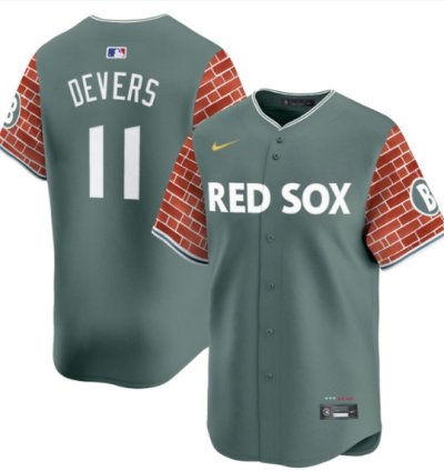 Rafael Devers Jersey 11 Boston Red Sox 2025 Fenway Red Brick Style Vapor Premier Stitched Green