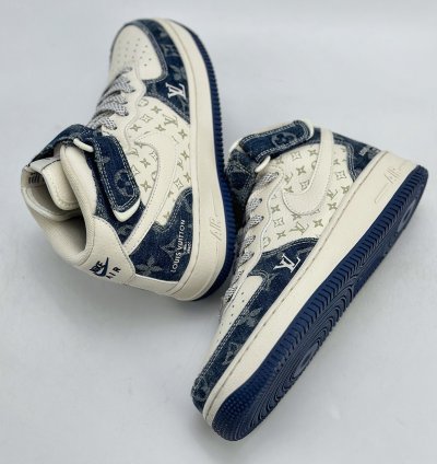 240 Nike Air Force 1 Mid 07 X Louis Vuitton White Denim Blue Dq7688-200 23