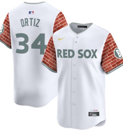 David Ortiz Jersey 34 Boston Red Sox 2025 Fenway Red Brick Style Vapor Premier Stitched White