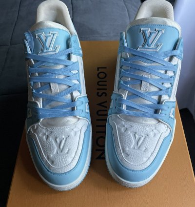 Louis Vuitton Sky Blue Monogram Trainer Sneaker