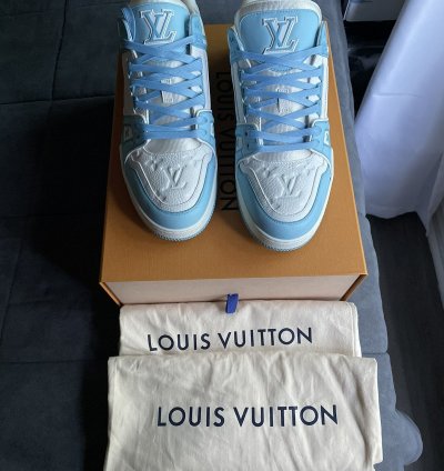 Louis Vuitton Sky Blue Monogram Trainer Sneaker