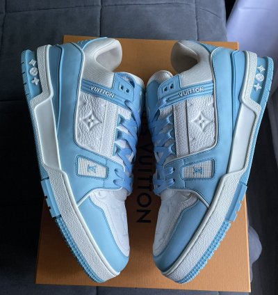 Louis Vuitton Sky Blue Monogram Trainer Sneaker