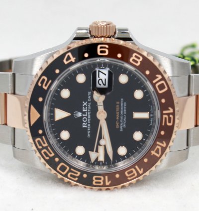 Rolex Gmt-master Ii 126711 Root Beer 18k Rose Gold Ss Box Papers New