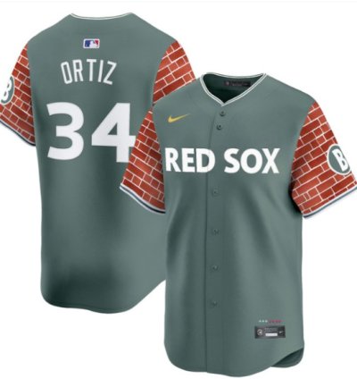 David Ortiz Jersey 34 Boston Red Sox 2025 Fenway Red Brick Style Vapor Premier Stitched Green