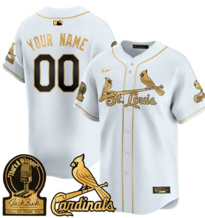 Custom St Louis Cardinals Jersey Name Number Jack Buck Limited Stitched White Gold