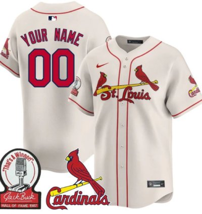 Custom St Louis Cardinals Jersey Name Number Jack Buck Limited Stitched Cream