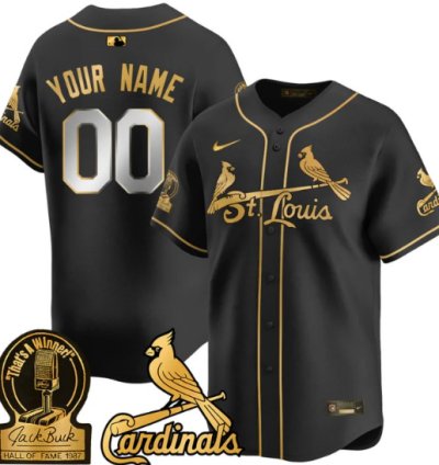 Custom St Louis Cardinals Jersey Name Number Jack Buck Limited Stitched Black Gold