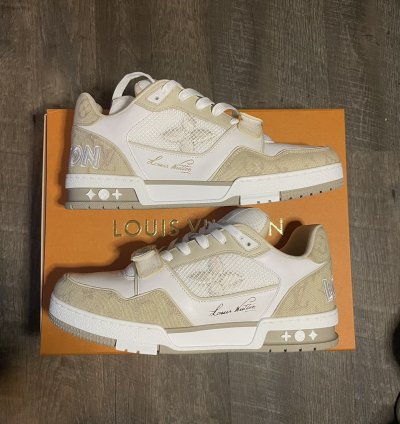 Louis Vuitton Trainer Sneaker Denim Beige