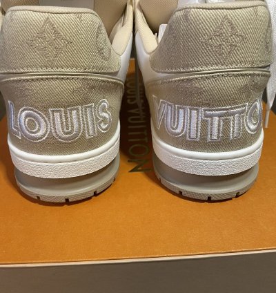 Louis Vuitton Trainer Sneaker Denim Beige