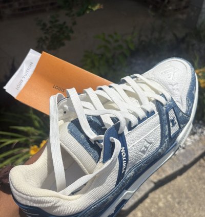 Louis Vuitton Trainer Sneaker Light Blue Denim Us 11