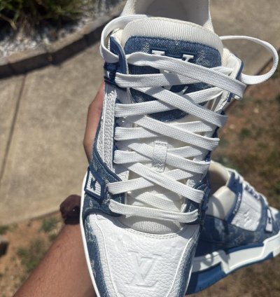 Louis Vuitton Trainer Sneaker Light Blue Denim Us 11
