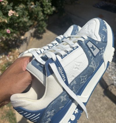Louis Vuitton Trainer Sneaker Light Blue Denim Us 11