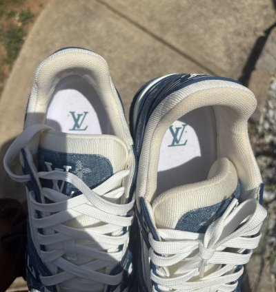 Louis Vuitton Trainer Sneaker Light Blue Denim Us 11