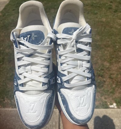 Louis Vuitton Trainer Sneaker Light Blue Denim Us 11