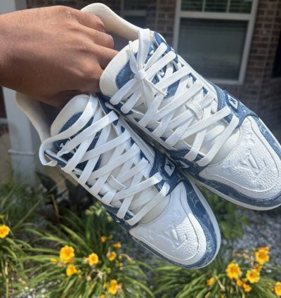 Louis Vuitton Trainer Sneaker Light Blue Denim Us 11