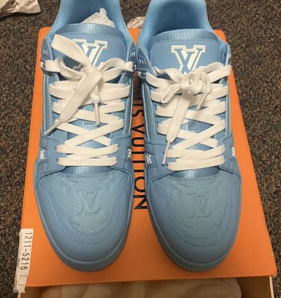 Louis Vuitton Trainers Blue Embossed Monogram