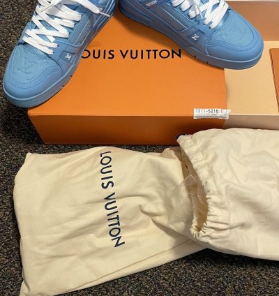 Louis Vuitton Trainers Blue Embossed Monogram