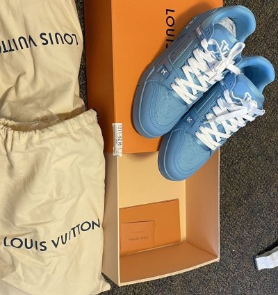 Louis Vuitton Trainers Blue Embossed Monogram