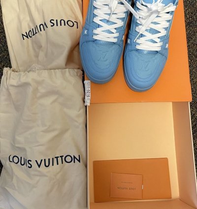 Louis Vuitton Trainers Blue Embossed Monogram
