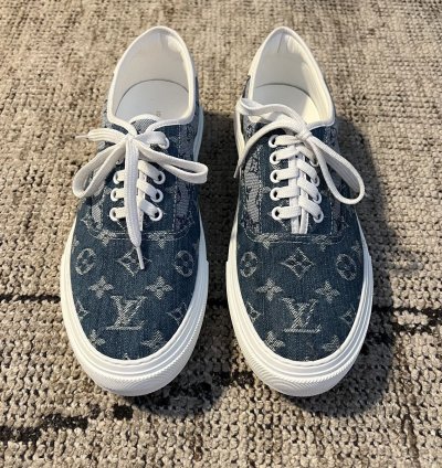 Louis Vuitton Trocadero Richelieu Low Top Sneakers In Denim