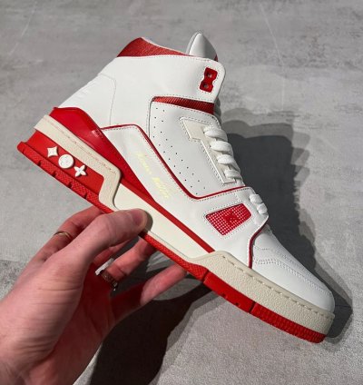 Louis Vuitton Vigil Abloh White Red High Top Trainers