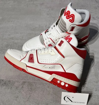 Louis Vuitton Vigil Abloh White Red High Top Trainers