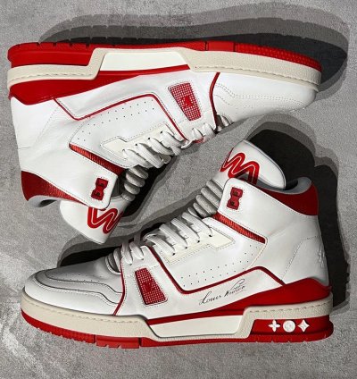 Louis Vuitton Vigil Abloh White Red High Top Trainers