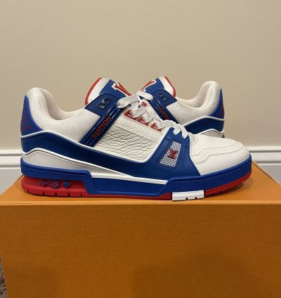 Louis Vuitton Virgil Trainer Low Sneaker Red White Blue Lv8
