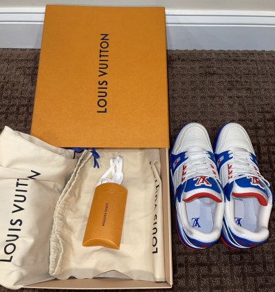Louis Vuitton Virgil Trainer Low Sneaker Red White Blue Lv8