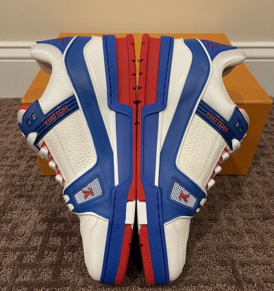 Louis Vuitton Virgil Trainer Low Sneaker Red White Blue Lv8