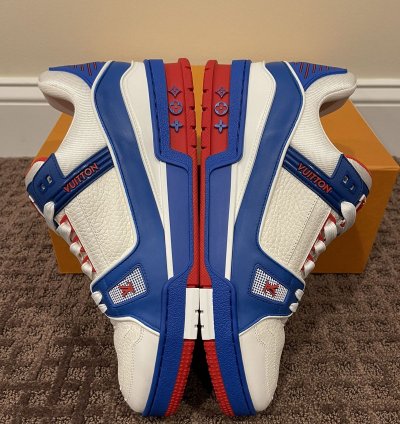 Louis Vuitton Virgil Trainer Low Sneaker Red White Blue Lv8