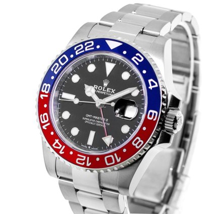 Rolex Gmt-master Ii 40mm Stainless Steel Black Dial Pepsi Red Blue Bezel 126710