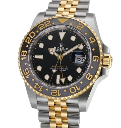 Rolex Gmt-master Ii 40mm Steel Yellow Gold Ceramic Bezel Black Dial Jubilee Bracelet