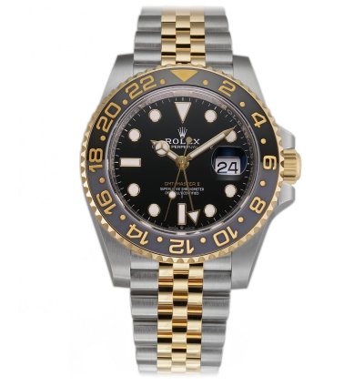 Rolex Gmt-master Ii 40mm Steel Yellow Gold Ceramic Bezel Black Dial Jubilee Bracelet
