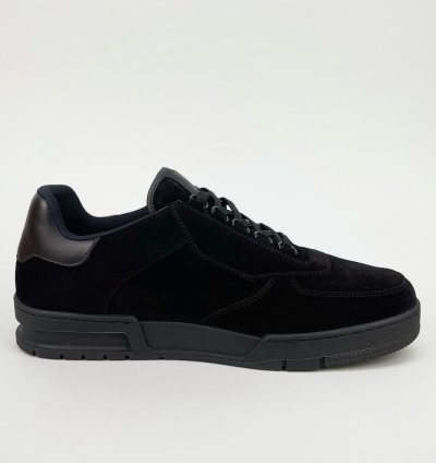 Low Top Sneaker Black Suede Lv Monogram