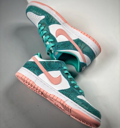 Nike Dunk Low snakeskin Whiteteal-pink Dr8577-300 For