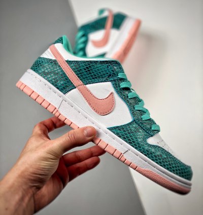 Nike Dunk Low snakeskin Whiteteal-pink Dr8577-300 For