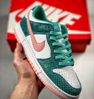 Nike Dunk Low snakeskin Whiteteal-pink Dr8577-300 For
