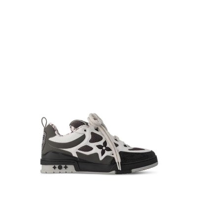 Lv Skate Sneakers Leather Monogram Logo Grey White